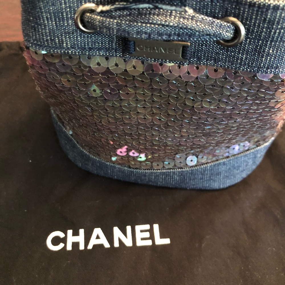 Rare Chanel handbag with sequence and denim